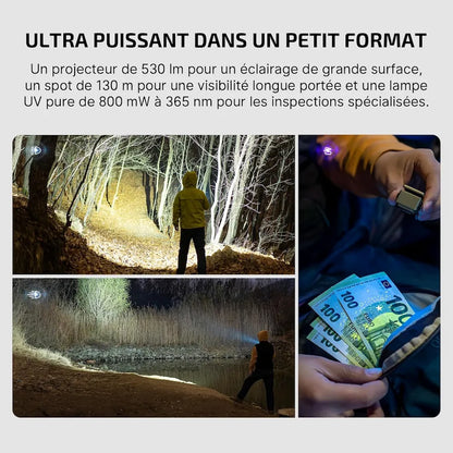 Olight Oclip Ultra | Mini lampe à clip avec faisceau large, concentré et UV