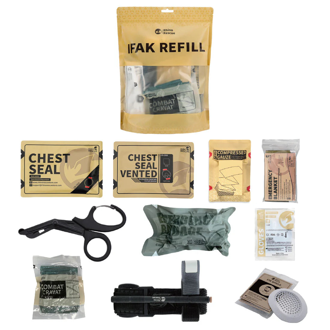 IFAK Refill 10 pcs Rhino Rescue | Kit Recharge Premiers Secours Tactique