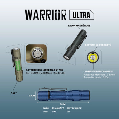 Olight Warrior Ultra - Lampe Tactique avec des Performances Supérieures